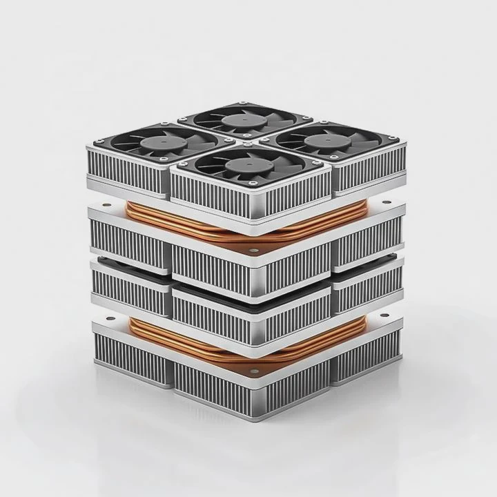 Server Stacked Fin Heatsink Wcopper Pipe + Pwm Fan