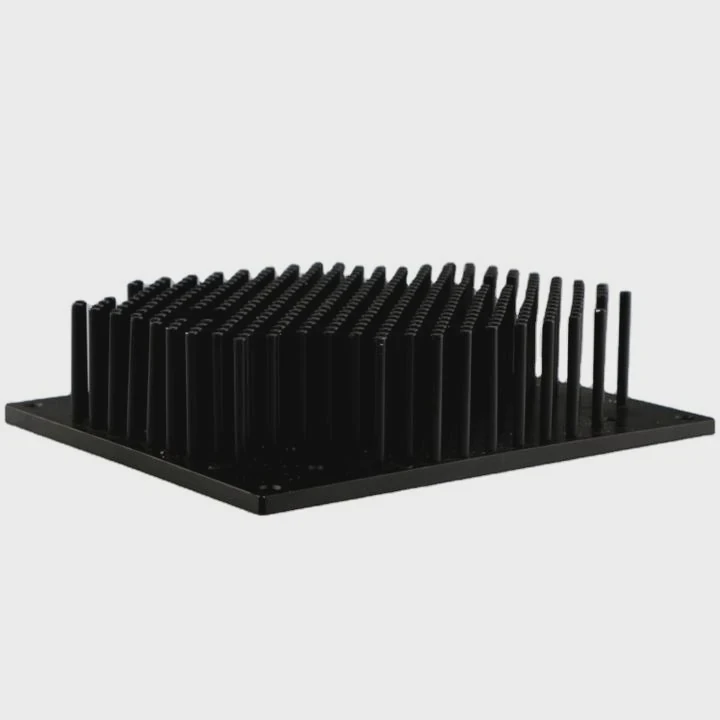 Black Anodized Square Heat-Sink 148X36Mm Cold-Forged Pin-Fin Aluminum