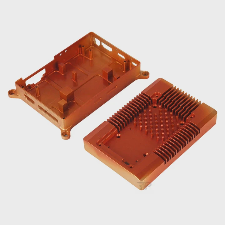Custom Small Cnc Machined Orange Anodized Aluminum Heat Sink